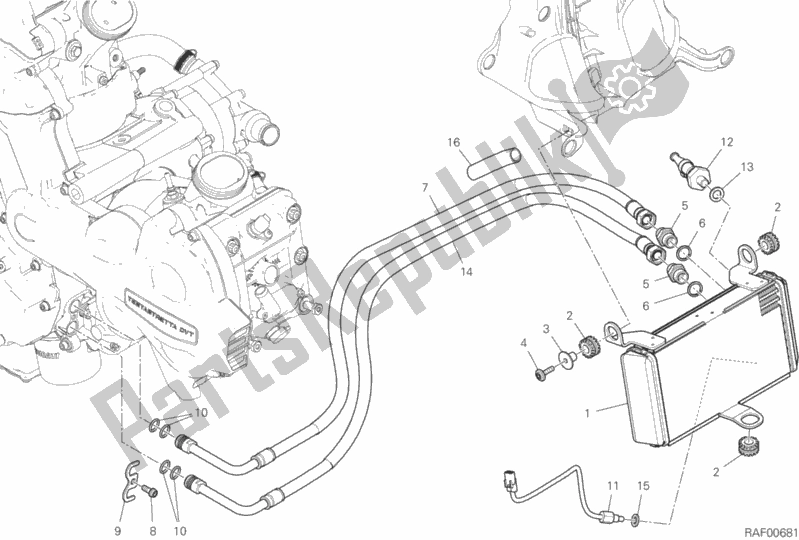 All parts for the Oil Cooler of the Ducati Multistrada 1260 Enduro 2020